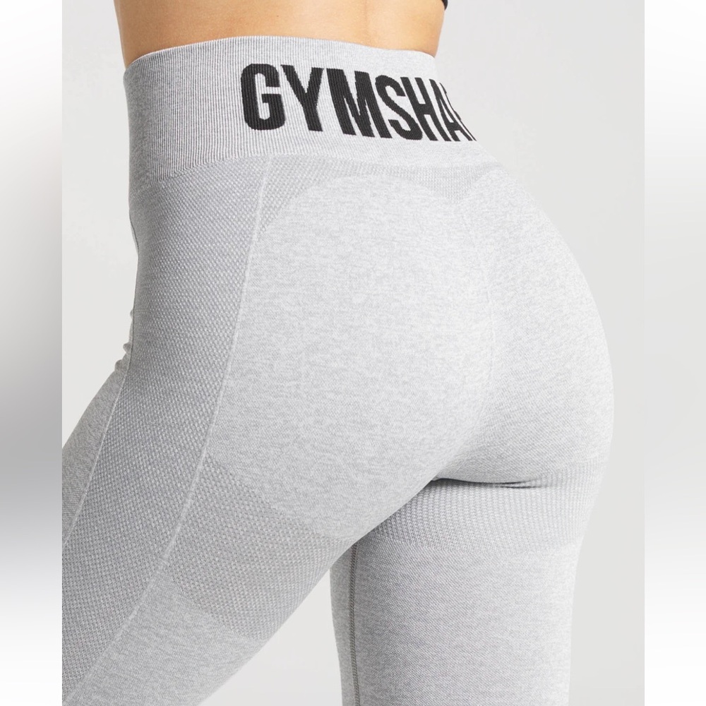 GYMSHARK Flex High Waisted Leggings Size M in Light Grey Marl/Black - Picture 3 of 9
